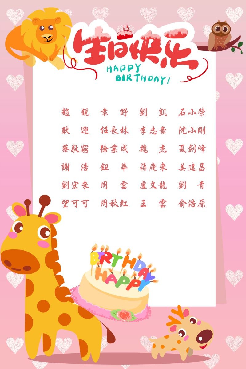 【生日祝福】恭祝08月生日的員工生日快樂！